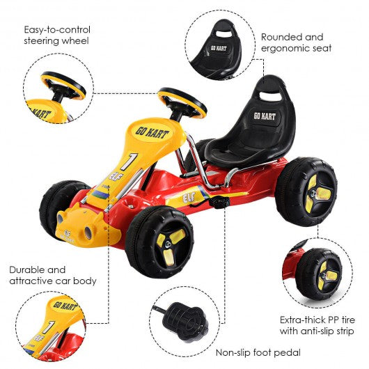 Go Kart Kids Ride On Car Pedal Powered Car 4 Wheel Racer Toy Stealth Outdoor-Red
