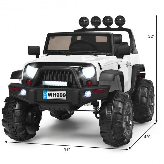 12V Kids Spring Suspension Ride On Truck-White