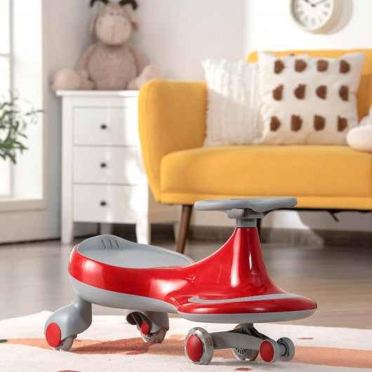 Wiggle Car Ride-on Toy with Flashing Wheels-Red