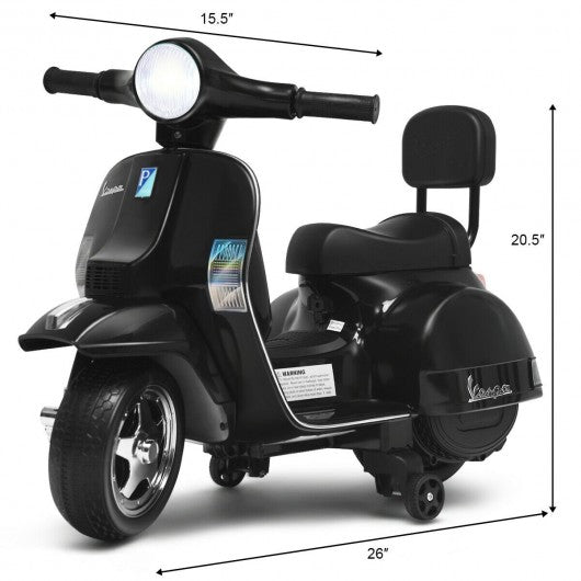 6V Kids Ride On Vespa Scooter Motorcycle for Toddler-Black