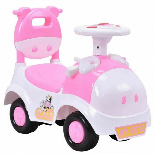 3-in-1 Toddlers Sliding Pushing Cart Riding Car w/ Sound-Pink