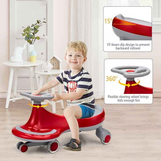 Wiggle Car Ride-on Toy with Flashing Wheels-Red
