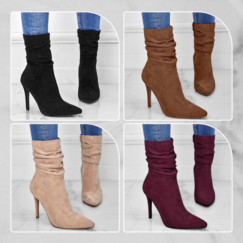 💥Fabric material upgrade-Women's Pointed Toe High Heel Short Boots