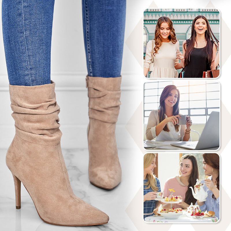 💥Fabric material upgrade-Women's Pointed Toe High Heel Short Boots