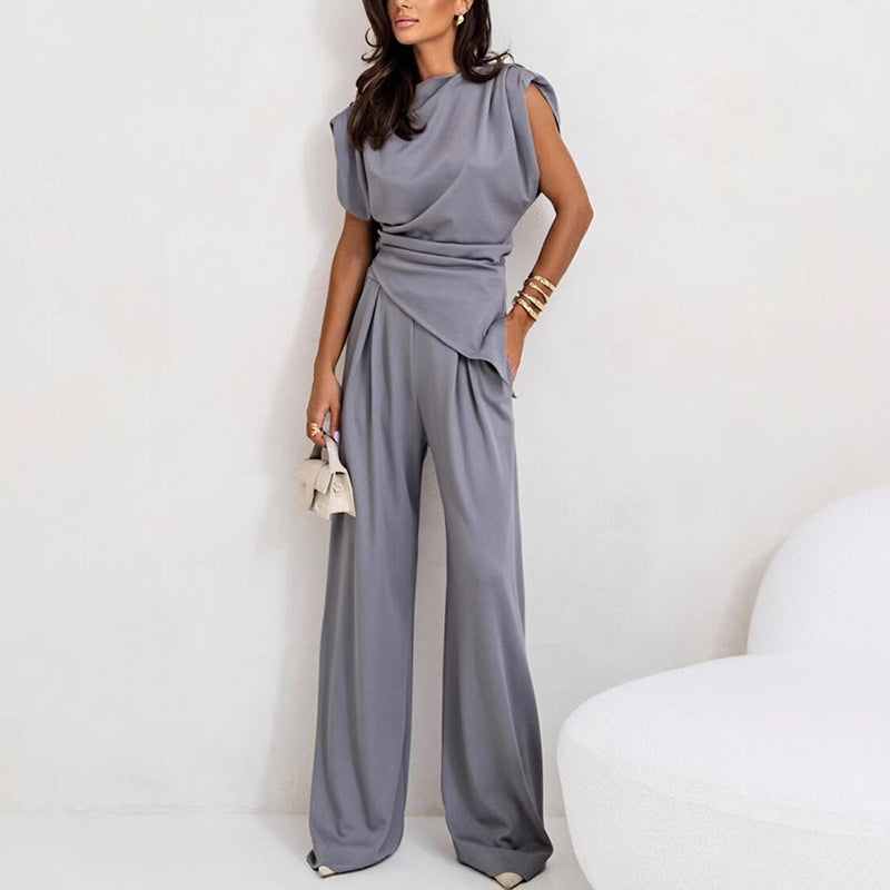Women's Elegant Solid Color Two-Piece Set