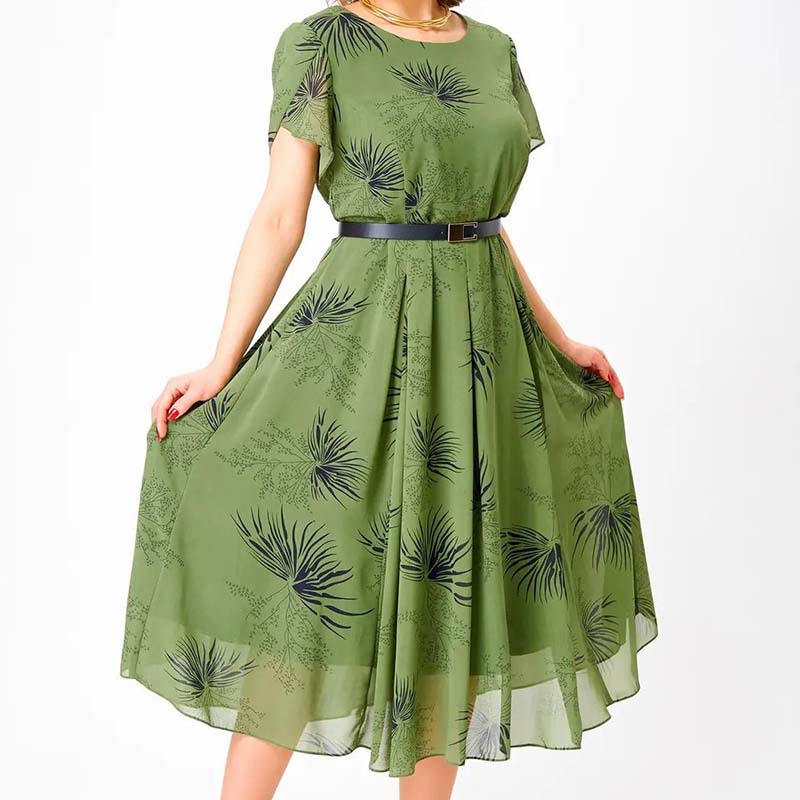 Spring Specials Women's A-Line Midi Dress with Belt
