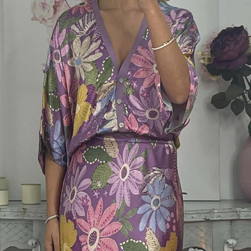 Women's V-Neck Top & Maxi Skirt 2-Piece Set