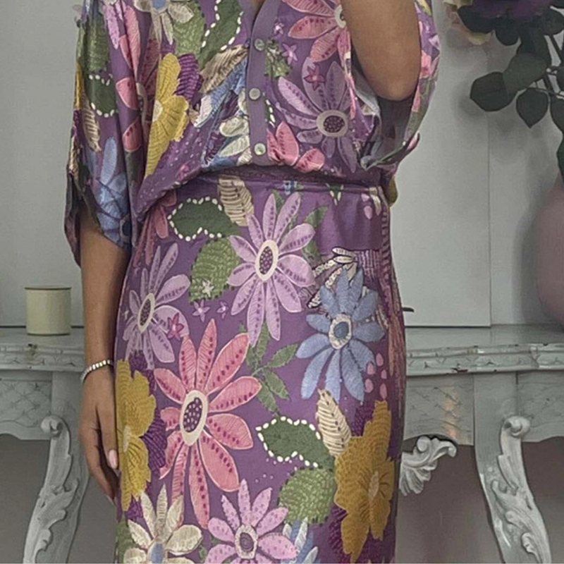Women's V-Neck Top & Maxi Skirt 2-Piece Set