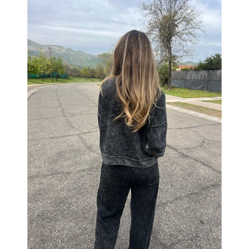 💜 LAST DAY PROMOTION - 50%OFF 💜 Vintage Washed Pullover Cropped Hoodie & Pants Set