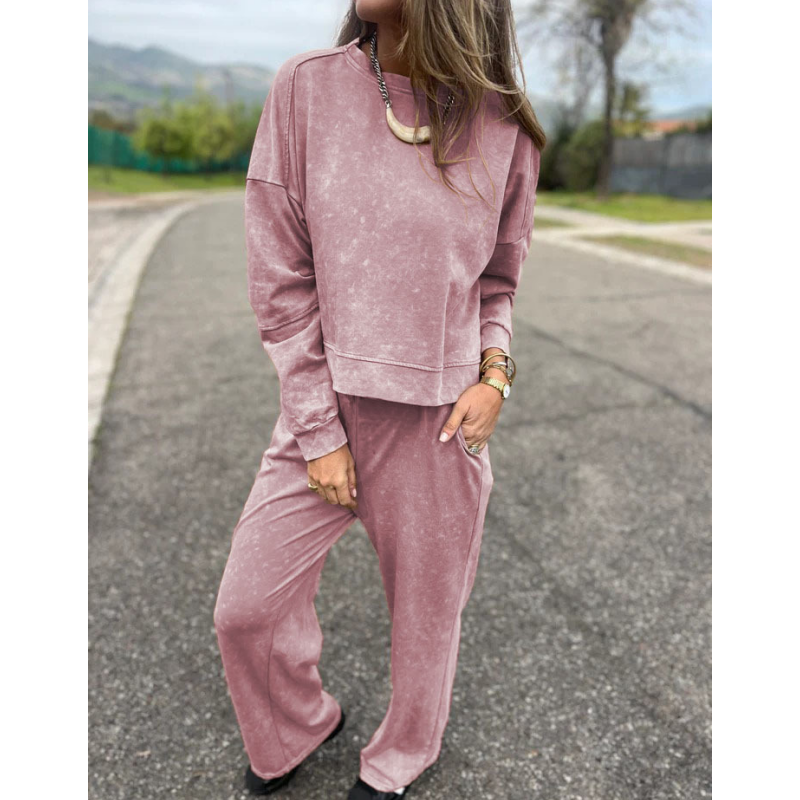 💜 LAST DAY PROMOTION - 50%OFF 💜 Vintage Washed Pullover Cropped Hoodie & Pants Set